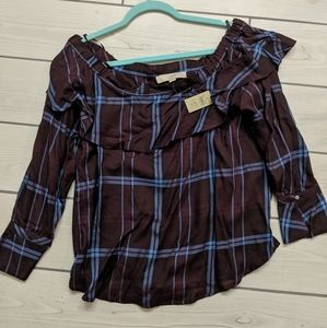Loft burgundy off the shoulder top